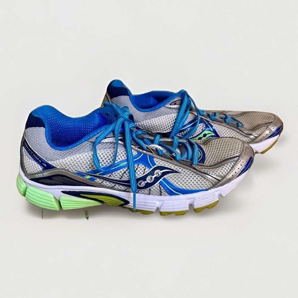 Saucony‎ Womens Ignition 4 15169-2 White Blue/Grn Running Shoes Sneakers Size 10